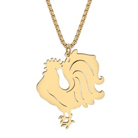 WEVENI Enamel Alloy Rhinestone Chicken Necklace Hen Rooster Pendant Chain Fashion Jewelry Novelty Gifts For Women Girls Ladies (Gold B)