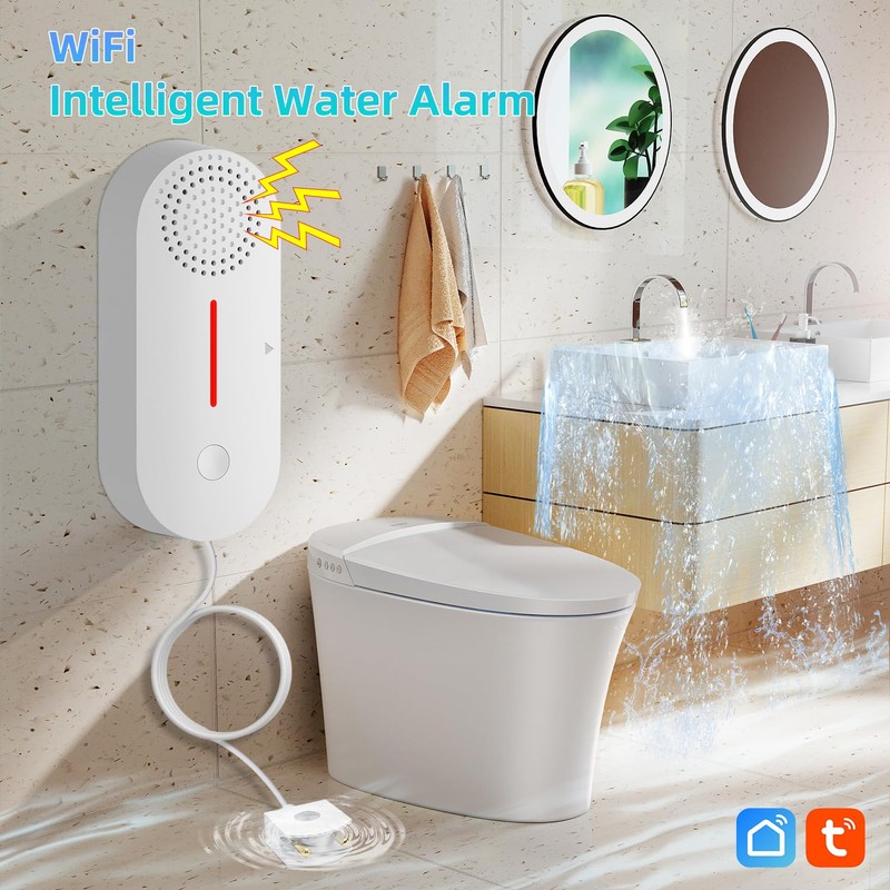 UanTii Smart Water Leak Sensor with Sound Alarm Tuya WiFi