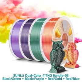 Dual-Color,Triple-Color,Four-Color 1KG/3KG Bundle/6KG Bundle 1.75mm SILK Filament Bundle Compatible with 99% 3D printers:_Classic-03 Dual-Color 4*1KG Bundle