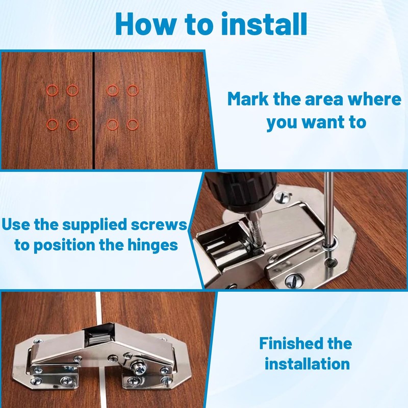 12-Piece No-Drill Slot Ball Bearing Door Hinges Set with 48