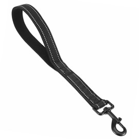 Short Dog Leash - Traffic Padded Handle - Heavy Duty Short Nylon Dog Leading for Extra Control Reflective Threads Pet Leashes for Large Dogs and Medium Dogs (14.96 Inch, Black)