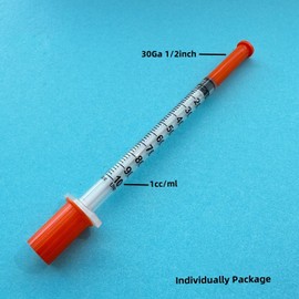 10 Pack 1ml 30G 13mm Precision Plastic Multiple Uses Measuring Tools, Laboratory Accessories, Individually Sealed Packaging