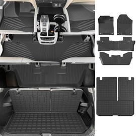 powoq Floor Mat Compatible with 2016-2022 Honda Pilot Cargo Mat with Backrest Mat Cargo Liner Replacement for 2016-2022 Honda Pilot Accessories (7 Seats Trunk Mat with Backrest Mat+Floor Mat)