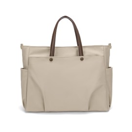 Anopo Laptop Handstache Computer Tote Bag for Work with Trolley Case Waterproof Shopper Shoulder Bag Women Men 15-16 Inches, Apricot-S