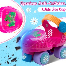 WELLWON Toddler Roller Skate, Adjustable Rollerskates for Girls Boys, Kids Beginner Roller Skates Quad-Style 4 Wheel for Children