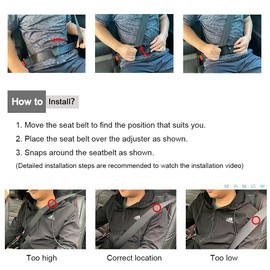 ILIVABLE Seatbelt Adjuster, Anti Twist and Slip Car Shoulder Neck Strap Positioner Clips, Protects from Cutting Your Neck or Rubbing Your Chest, Universal Fit(Black)