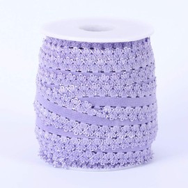 One Roll 16 Yards 3/4'' Picot Edge Stretch Lace, Frilly Edges Elastic Webbing,Lace for Headbands (Lavender)