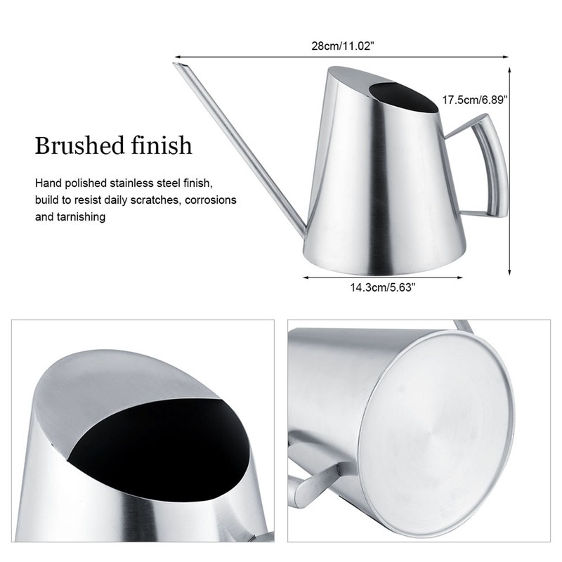 1500ml Stainless Steel Watering Can Brushed Garden Planting Indoor Outdoor