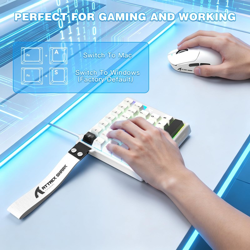 ATTACK SHARK M36 HE One-Handed Wired Hall Effect Keyboard, 8K