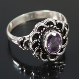 JEWELSTREZORO Amethyst facettiert Edelstein-Bandring für Herren und Damen, alle Größen, 925er-Sterlingsilber, handgefertigter Geschenkartikel, Schmuck TSR184C_70 (22.3)