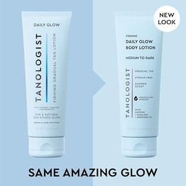Tanologist Firming Daily Glow Body Lotion Medium to Dark, Lightweight Moisturizer with Caffeine, Squalane & Grapeseed Oil, Smooths, Tones & Builds Natural Sun-Kissed Gradual Tan, 250ml