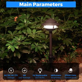 Gardencoin Pagoda Low Voltage Pathway Lights, 12V Outdoor LED Landscape Path Lights Wired, Cast Aluminum Walkway Lighting with 4W 2700K Replaceable G4 Bulb, Bronze Classic Shade, 480LM, 2-Tier 6 Pack