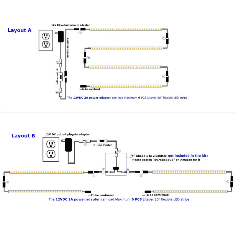 Litever Under Cabinet LED Lighting Kit, 4 PCS 20 Inches