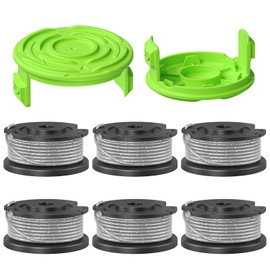 YWTESCH 0.065" Single Line Trimmer String Spool Fit for Greenworks Trimmer, 16Ft Auto-Feed Weed Wacker String Replacement Parts Compatible with Greenworks Weed Eater(6 Spool+2 Cap)
