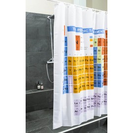 Duschvorhang Badewannen-Vorhang; Wasserdichter, Waschbarer Anti-Schimmel Badvorhang aus 100% Polyester für Badewanne & Duschwanne; Periodensystem der Elemente für Breaking Bad Fans (Periodensystem)