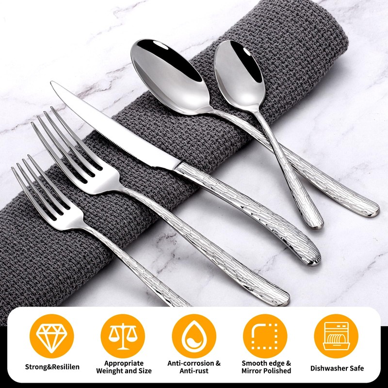 60 Piece Heavy Duty Stainless Steel Silverware Set for 12,