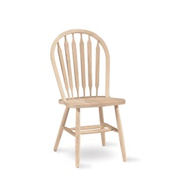 IC International Concepts Windsor ArrowBack Chair-Plain Legs 225lbs wt Capacity, Solid Real Wood, Sturdy Parawood, 19.25"W x 19.75"D x 38.25"H, Unfinished