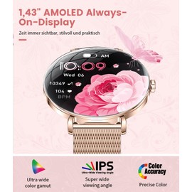 SUNKTA FV17 Women's Smartwatch (2 Bracelets), 1.43 Inch AMOLED Ultra Thin Smart Watch, 100+ Sports Modes, Fitness Watch, Sleep/IP68 Waterproof Smatchwatch Watches, Smartwatches Android iOS Compatible