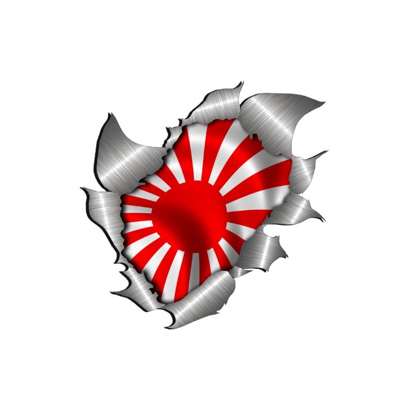 small size Japanese Flag Metal Rip Open Sticker