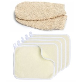 Exfoliating Gloves Exfoliating Face Body Wash Cloth Towels Set, Bath Shower Gloves Exfoliating Mitt and Dual-Textured Scrub Towels Cloth for Spa Massage Skin Shower Exfoliating Body Scrubber