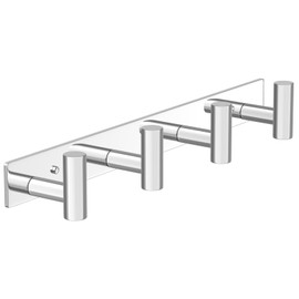 VINHOLD Wall Mounted Coat Rack-4 Hooks, Heavy Duty Stainless Steel Hook Rail for Towel Coat Hat Purse Bag Jacket, Towel Hooks for Entryway Bathroom Kitchen (Glossy 4 Hooks - 1 Pack)