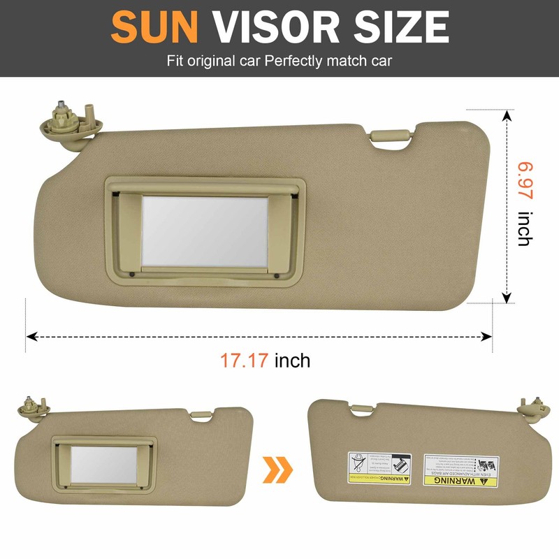 Driver Left Side Sun Visor Compatible with Honda CRV 2017