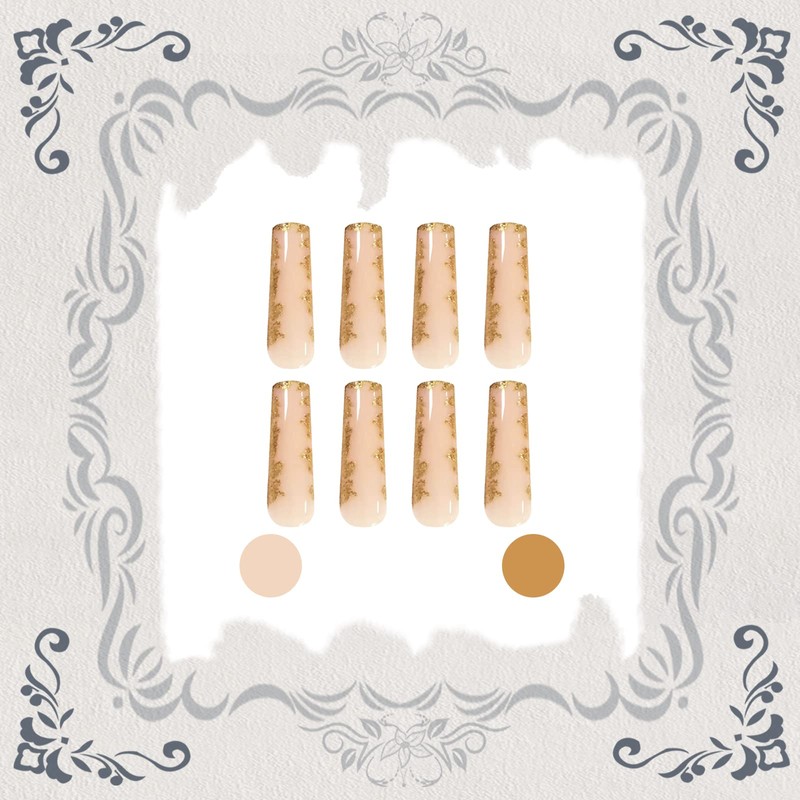 VOTACOS Press on Nails Long Coffin Fake Nails Nude False