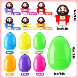 Gemscream 72 Pcs Easter Eggs Filled with Jesus Figurine Plastic Easter Colorful Eggs Religious Jesus Easter Basket Stuffers Party Favors Gift for Egg Hunt Fillers Eggs