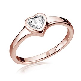 MATERIA by Matthias Wagner Heart Ring 925 Silver with White Zirconia for Women and Girls, Sterling Silver