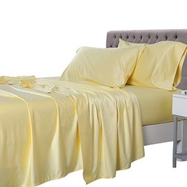 Royal Tradition Rayon from Bamboo-Coolplus Sheets Set (Twin Size|Solid Yellow) 450TC Soft Bed Sheets for Hot Sleepers