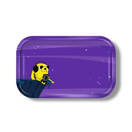 Cartoon Rolling Tray – 11” Premium Metal Purple Rolling Tray Adventure Times Inspired The Dog | Gold Plating | Cartoon Ash Tray | Smooth Edges | Portable & Easy to Clean (OLDSOUL)