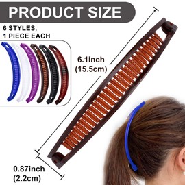 Winsyison 5pcs Banana Hair Clips, Non-Slip Large Hairstyle Claws for Women, Vintage 90 Style Double Combs Hairpin Accessories for Thick Thin Fine Curly Straight Long Hair- 5 Colors