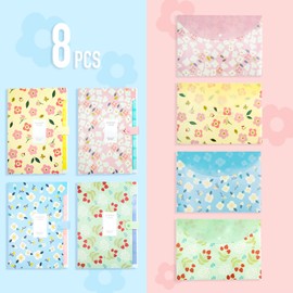 File Folders/8pcs per Set-,4 Pack Expanding File Folder (8 Pocket) and 4 Pack Poly File Folder , A4 Letter Size, Placstic Expanding File Folders Accordion Document Organizer for School Office Home