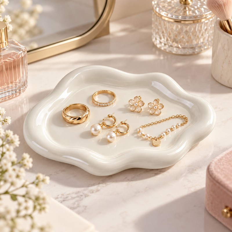 Cloud-Shaped Jewelry Tray for Ring & Earring Storage – Creative
