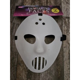 Fun World BRAND NEW Goalie Mask - FUN WORLD - Jason Costume Glow in the Dark! WHITE