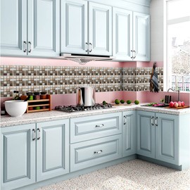 Tile Stickers Decorative Tile Film for Kitchen and Bathroom 10 x 10 cm, Pack of 30, Gold and Grey Grid