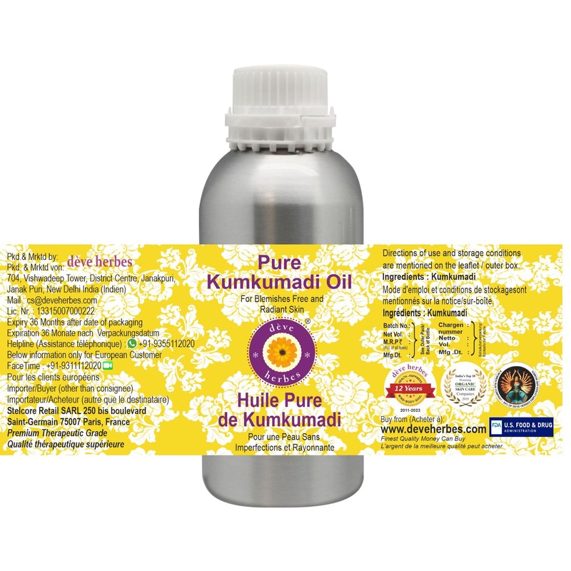 Deve Herbes Pure Kumkumadi Oil Cold Pressed 300ml (10 oz)