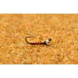 6 Flies - Tungsten Silver Bead Head Ruby Jig Head Fly - Euro Nymph Fishing Tied on Hanak Hooks (Hook #18)