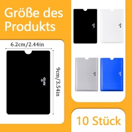 HSYTEK Pack of 10 Credit Card Sleeves, Multicoloured RFID Blocker Card Case, Credit Card Case for Protection of Bank Cards from Data Theft and Unauthorised Reading, 4 Colours, Black, white, silver,