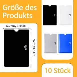 HSYTEK Pack of 10 Credit Card Sleeves, Multicoloured RFID Blocker Card Case, Credit Card Case for Protection of Bank Cards from Data Theft and Unauthorised Reading, 4 Colours, Black, white, silver,