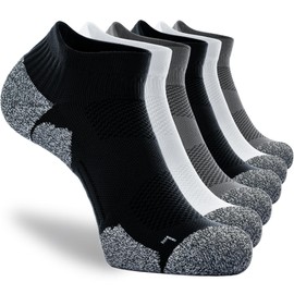 CWVLC Unisex Cushioned Compression Athletic Ankle Socks Multipack, 6-pairs Black Grey White, XL (13.5-15.5 W US/ 12-14 M US)