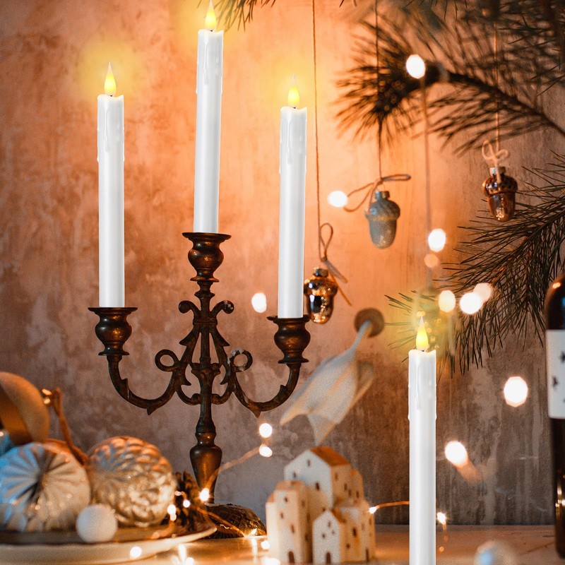 Baquler 50 Pcs Flameless Taper Candles Dripless Battery Operated LED