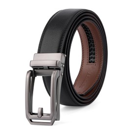 SKiporty Black Mens Belt Ratchet Belts Dress Casual Leather Belt for Men With Slide Adjustable Click Buckle Gifts Box B-Black 32" to 38" Waist Adjustable