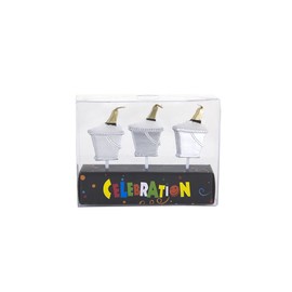 Lunaura Novelty Candles - Unscented Champagne Bottle in Bucket of Ice Party Pick Candle - Set of 12