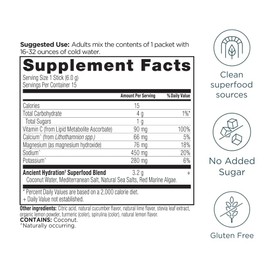 Ancient Nutrition Ancient Nutrition Rapid Hydration Powder, Lemon Lime, Electrolytes from Natural Sea Salts and Red Marine Algae, Supports Rapid Body Hydration and Cellular Health, 15 Servings