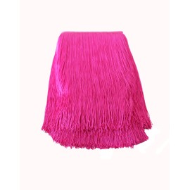 Yalulu 10 Meters Long 30 cm Wide Polyester Latin Fringe Tassel Trimming Lace DIY Latin Macrame Samba Dance Dress Stage Clothes Curtain Trim (Rose Red)