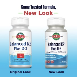 KAL Balanced K2 Plus D-3 100mcg | 60ct