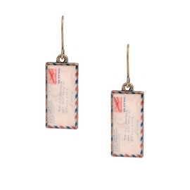Spinningdaisy Vintage Love Letter Mail Envelope earrings Ivory