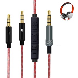 Sqrmekoko OFC Upgrade Inline Mic Remote Control Audio Cable Cord Compatible with Sol Republic Master Tracks HD V8 V10 V12 X3 Headphone (Red)