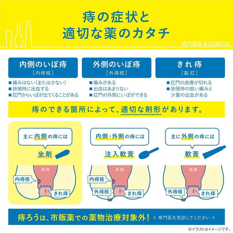 【指定第2類医薬品】ボラギノールA坐剤 10個